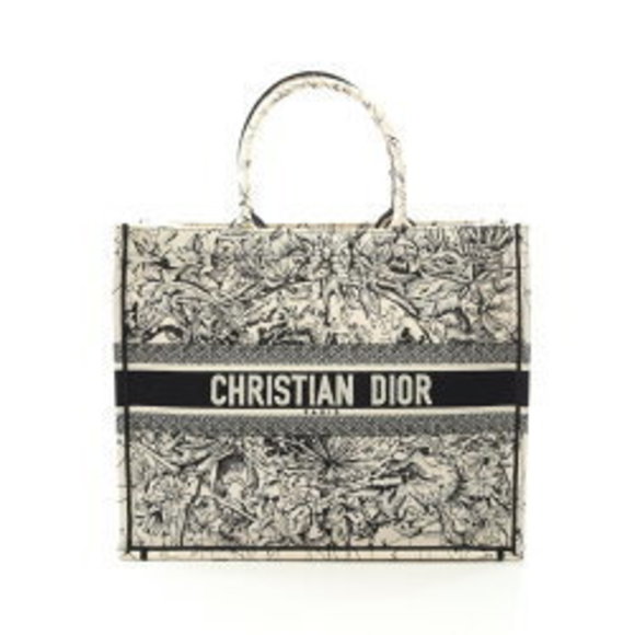 Dior BOOK TOTE Canvas Bag White Black - Picture 1 of 8